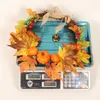 Decoratieve bloemen Hoge kwaliteit krans pompoen herfst hangende blad esdoorn deur nep slinger thuis ornamenten herfst