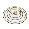 Plates Nordic Transparent Glass Dining Plate For Home Creative Golden Edge Fruit Salad Dessert Breakfast Dish Bowl Set Dinner Tableware