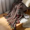 Koce dzianinowy w stylu Ketowy Bedspread Cover Shawl Tassel Macrame w paski boho boho