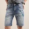 Herren Shorts Zweiter Platz roter Männer mit mittlerer Kalfhosen Mode gedruckte Hosen Schlanker Fit Cotton Elastic Shorts Herren Wasserzeichen Denim Denim