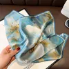 Écharpes mode naturelle réelle écharpe de soie femmes châles enveloppe pour les dames bandana fleur fâchonne féminine écharpes carrées hijab 53cm