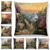 Pillow Forest Rivers Countryside Cabin Fields Gardens Scenery Oil Painting Fairy Tale Lighthouse Nice Cover Case