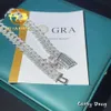 Pass Test Test bioder biżuterii 15 mm Baguette Cut Moissanite Cuban Link łańcuch 925 Srebrny Księżyc Kształt VVS łańcuch kubański Moissanite