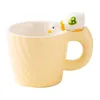 Muggar Creative Cute Duck Mug Ceramic Cups Blue Pink Yellow Home Office Coffee Milk Kök Bord.