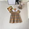 Preppy Style Girls Plaid Kleider Kids Doll Dorpe Short Sleeve Plissee Kleid 2024 Sommer Kinder Baumwollgitter Kleidung S1307