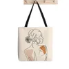 Einkaufstaschen Frauen Käufer Tasche Face Linie Kunst Patten Pastell Kawaii Harajuku Leinwand Mädchen Handtasche Schulter Dame