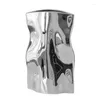 Vase Light Luxury Silver Pletated Pleated Ceramic Vase Decorationsリビングルームフラワーアレンジメントハイエンドダイニングテーブルの装飾