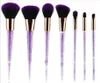 Les plus récents brosses de maquillage en cristal violet 7pcs avec un pinceau de maquillage en diamant brosse violette noire