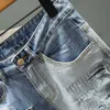 Męskie szorty męskie dżinsowe szorty Patchwork Męskie szorty z otwartym przednią prostą harajuku oryginalną hip-hopową torbę jeansową koreańską modę J240407