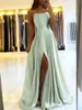 Bourgogne Satin Beach Maxi Women Dress for Christmas Sexy Side Slit Justerbara remmar Evening Prom Dress Bridesmaid Dresses240402