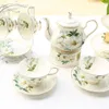 Tasses Saucers tasse de café en fleurs européennes avec poignée de soucoupe porcelaine britannique set os os chine tazas de céramica creriv canecas 50