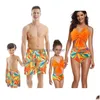 Swim Wear European och American Family SwimeWear Set Mother Daughter Bikini Dad Son Pants Parent-Child Baddräkter Mens Beach Womens Su Dh8rh