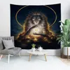 Tapestries 3D Cartoon Lion Tapestry Wandhangen Polyester Dun dier gedrukt Woonkamer Slaapkamer Achtergrond Deken Decor Decor