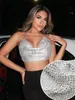 Casual party women's metal full rhinestone net suspenders sexy tight rhinestone top Ladies party top Nightclub Music Festival Spice Girls rhinestone halter