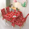 Tafelkast Kerstmis met 4 eetkamerstoel Slipcovers Waterdichte kamer tafelkleed stoel slipcover voor feestdecoraties