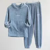 Heimkleidung Frauen Winter-Pyjama Sets weiche Plüschhäuttaschen Langarm O-Neck obere Farbe GLASTISCHE TAY HOSE WARM Unterwäsche