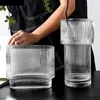 Vasos nórdicos transparentes vasos listrados de vaso quarto arranjo de flores