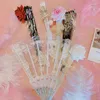 Decoratieve beeldjes lolita kant vrouwen vouwen fan handheld retro rose dark gothic court dansplay cosplay po props hand bruiloft feest