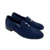 Scarpe casual moda in stile nero e blu uomo in velluto moca