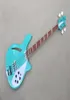 Factory Custom Semihollow Blue Green Electric Bass Guitar med 4 strängar White PickGuard Rosewood Fingerboard Erbjudande anpassad2116900
