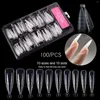 False Nails 100PCS Clear Full Cover Dual Nail System Form UV Gel Acrylic Art Mold Artificial Tips With Scale For Extension