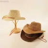 Brede randmogjes emmer hoeden stijlvolle cowboyhoed voor mannen en vrouwen ademende en waterdichte schaduw pp outdoor strohoeden 240407