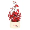 Fiori decorativi bacche rosse bonsai pianta simulata simulata pianta in vaso di frutta prugna decorazione della casa tavolo da arredamento