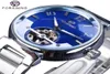 Forsining Blue Ocean Dial Retro Fashion Half Skeleton Design Heren Transparant Skelet Top Brand Luxe automatische pols horloges4027045