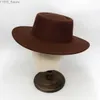 Chapeaux à bord large godet solide Fedora Fedora Classic Womens Trilby Wool Jazz Bowling Felt Elegant Vintage Brown Automne Robe YQ240407