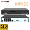 Enregistreur 8MP 4K POE NVR H.265 8ch Réseau de surveillance Enregistreur vidéo IP Sécurité Caméra CCTV Système