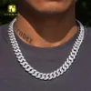 Iced Out Hip Hop Miami Cuban Link Chains Men 12mm Round Shape Moissanite Cuban Halsband och armband 925 Silver