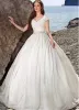 Robes Taffeta Vneck décolleté robes de mariée robes de mariée avec des applications en dentelle de châssis perle