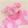 Clothing Sets Lovely Summer Born Baby Girls Flower Embroidery O-Neck T-Shirts Shorts Headband Infant Casual Soft Outfits Drop Delivery Ota4G