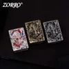 ZORRO Pure Copper Heavy Armor Kerosene Lighter Personalized Emed Classic Grinding Wheel Ignition Windproof Lighters Smoking