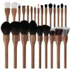 Beiyali Solid Wood Walnut Stor retro Loose Powder Honey Brush Highlight Blush Contour 240403