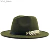 Wide Brim Hats Bucket Wool Fedora Hat Hkins Felt Womens Trilby Chapeu Mens Jazz Church Godfather Sombrero yq240407
