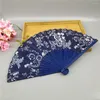 Dekorative Figuren chinesischer Stil Vinatge Handfan Vintage Dance Hanfu Klappende Orchidee Stoff Party Hochzeit Bevorzugung Geschenk für Gäste