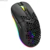 Möss Recargable Dual Mode Bluetooth Wireless Gaming Mouse With Honeycomb Shell Ergonomic USB Optical Wireless Mouse RGB Backlight Y240407