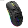 Muizen Recargable Dual Mode Bluetooth draadloze gamingmuis met honingraatschaal Ergonomische USB optische draadloze muis RGB -achtergrondverlichting Y240407