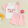 Clothing Sets Mamas Girl Baby Outfit Short Sleeve T-shirt Checkerboard Toddler Infant Summer Clothes