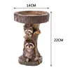 Decorações de jardim Banho de banho tigela de pátio Pátio paisagem gramado Raccoon estátua de resina estatueta alimentador para o pátio externo Courtyard Railing Housewarming