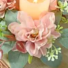 Dekorative Blumen 2pcs Künstliche Blumengirlanden Kerzenhalter Weihnachten Rose gefälschte Pflanze Blätter Hochzeitstisch