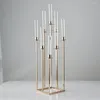 Candle Holders 5pcs 10pcs 8heads 9heads Gold Acrylic Holder Pillar Candles Metal Stand For Wedding Stage Decoration Walkway