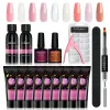 Kits Poly Nail Gel Kit 15 ml Snabbförlängningsgel Varn för att bygga full gelmanikyruppsättning nagelförlängning gel med lampspikdesign