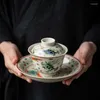 Herbata filiżanka ceramiczna sancai miska gospodarstwa domowego kungfu zestaw chiński retro duży singiel