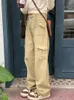 Frauen Jeans S-4xl Frauen Khaki Cargo Streetwear Lose Spring Fashion High Taille American Style Retro einfache Studenten täglich Ulzzang