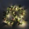 Decorative Flowers 2m Red Berries Artificial Holly Leaf Vine Christmas Rattan DIY Garland Wreath Xmas Tree Hanging Ornaments Home Decoration