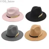 Wide Brim Hats Bucket Womens wool Fedora warm jazz hat Panaman Vintage Trilby British style classic Big yq240407