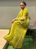 Casual Dresses EGRM 2024 Spring Pleated Miyake Dress Color Block Full Sleeved Hand-flowered Fashion Printed Women Maxi Long 1ER3067