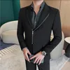 Męskie garnitury Wysokiej jakości zamek błyszczące Blazery 2024 Spring Business Casual Sull Jucking Slim Office Social Dress Coat